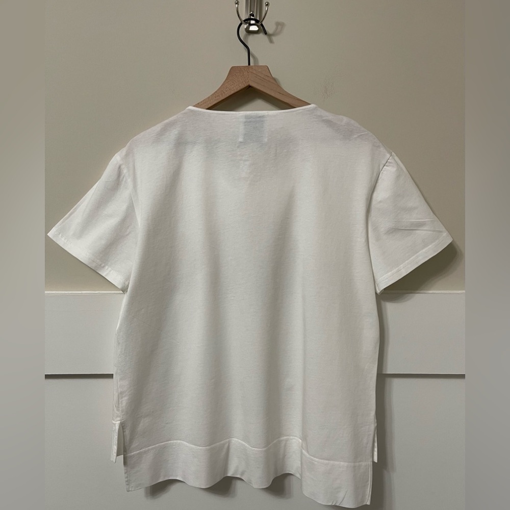 Edward Achour Paris Bow Sailor Style White High-Low Blouse Size 38 (Medium) - Picture 5 of 8